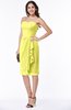 ColsBM Liberty Pale Yellow Classic Column Strapless Half Backless Chiffon Knee Length Plus Size Bridesmaid Dresses