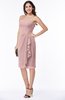 ColsBM Liberty Silver Pink Classic Column Strapless Half Backless Chiffon Knee Length Plus Size Bridesmaid Dresses