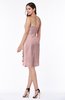 ColsBM Liberty Silver Pink Classic Column Strapless Half Backless Chiffon Knee Length Plus Size Bridesmaid Dresses