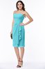 ColsBM Liberty Turquoise Classic Column Strapless Half Backless Chiffon Knee Length Plus Size Bridesmaid Dresses