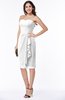 ColsBM Liberty White Classic Column Strapless Half Backless Chiffon Knee Length Plus Size Bridesmaid Dresses