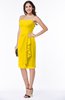 ColsBM Liberty Yellow Classic Column Strapless Half Backless Chiffon Knee Length Plus Size Bridesmaid Dresses