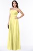 ColsBM Rosa Pastel Yellow Mature Sleeveless Zipper Chiffon Ruching Plus Size Bridesmaid Dresses