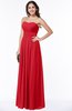 ColsBM Rosa Red Mature Sleeveless Zipper Chiffon Ruching Plus Size Bridesmaid Dresses