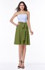 ColsBM Emersyn Olive Green Modest Sleeveless Zip up Chiffon Knee Length Sash Bridesmaid Dresses