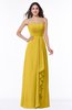 ColsBM Mira Lemon Curry Classic A-line Zipper Chiffon Floor Length Plus Size Bridesmaid Dresses