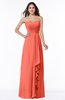ColsBM Mira Living Coral Classic A-line Zipper Chiffon Floor Length Plus Size Bridesmaid Dresses