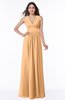 ColsBM Bonnie Apricot Traditional V-neck Zip up Chiffon Floor Length Ruching Plus Size Bridesmaid Dresses