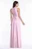 ColsBM Bonnie Baby Pink Traditional V-neck Zip up Chiffon Floor Length Ruching Plus Size Bridesmaid Dresses