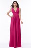 ColsBM Bonnie Beetroot Purple Traditional V-neck Zip up Chiffon Floor Length Ruching Plus Size Bridesmaid Dresses