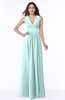 ColsBM Bonnie Blue Glass Traditional V-neck Zip up Chiffon Floor Length Ruching Plus Size Bridesmaid Dresses