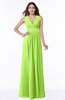 ColsBM Bonnie Bright Green Traditional V-neck Zip up Chiffon Floor Length Ruching Plus Size Bridesmaid Dresses