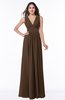 ColsBM Bonnie Chocolate Brown Traditional V-neck Zip up Chiffon Floor Length Ruching Plus Size Bridesmaid Dresses