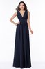 ColsBM Bonnie Dark Sapphire Traditional V-neck Zip up Chiffon Floor Length Ruching Plus Size Bridesmaid Dresses