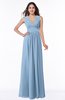 ColsBM Bonnie Dusty Blue Traditional V-neck Zip up Chiffon Floor Length Ruching Plus Size Bridesmaid Dresses
