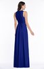 ColsBM Bonnie Electric Blue Traditional V-neck Zip up Chiffon Floor Length Ruching Plus Size Bridesmaid Dresses