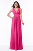ColsBM Bonnie Fandango Pink Traditional V-neck Zip up Chiffon Floor Length Ruching Plus Size Bridesmaid Dresses