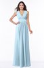 ColsBM Bonnie Ice Blue Traditional V-neck Zip up Chiffon Floor Length Ruching Plus Size Bridesmaid Dresses