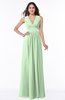 ColsBM Bonnie Light Green Traditional V-neck Zip up Chiffon Floor Length Ruching Plus Size Bridesmaid Dresses