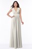 ColsBM Bonnie Off White Traditional V-neck Zip up Chiffon Floor Length Ruching Plus Size Bridesmaid Dresses