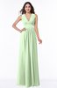 ColsBM Bonnie Pale Green Traditional V-neck Zip up Chiffon Floor Length Ruching Plus Size Bridesmaid Dresses