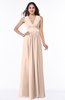 ColsBM Bonnie Peach Puree Traditional V-neck Zip up Chiffon Floor Length Ruching Plus Size Bridesmaid Dresses