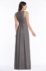 ColsBM Bonnie Ridge Grey Traditional V-neck Zip up Chiffon Floor Length Ruching Plus Size Bridesmaid Dresses