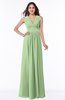 ColsBM Bonnie Sage Green Traditional V-neck Zip up Chiffon Floor Length Ruching Plus Size Bridesmaid Dresses