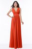 ColsBM Bonnie Tangerine Tango Traditional V-neck Zip up Chiffon Floor Length Ruching Plus Size Bridesmaid Dresses