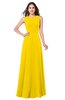 ColsBM Hazel Yellow Modern A-line Sleeveless Zip up Floor Length Pleated Plus Size Bridesmaid Dresses