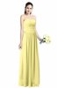 ColsBM Alisson Pastel Yellow Cinderella A-line Strapless Zip up Floor Length Ruching Plus Size Bridesmaid Dresses