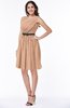 ColsBM Avalyn Almost Apricot Glamorous One Shoulder Sleeveless Half Backless Knee Length Sash Plus Size Bridesmaid Dresses