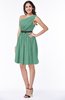 ColsBM Avalyn Beryl Green Glamorous One Shoulder Sleeveless Half Backless Knee Length Sash Plus Size Bridesmaid Dresses