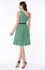 ColsBM Avalyn Beryl Green Glamorous One Shoulder Sleeveless Half Backless Knee Length Sash Plus Size Bridesmaid Dresses