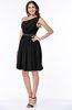 ColsBM Avalyn Black Glamorous One Shoulder Sleeveless Half Backless Knee Length Sash Plus Size Bridesmaid Dresses