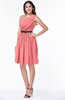 ColsBM Avalyn Coral Glamorous One Shoulder Sleeveless Half Backless Knee Length Sash Plus Size Bridesmaid Dresses