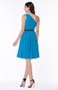 ColsBM Avalyn Cornflower Blue Glamorous One Shoulder Sleeveless Half Backless Knee Length Sash Plus Size Bridesmaid Dresses