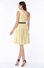 ColsBM Avalyn Cornhusk Glamorous One Shoulder Sleeveless Half Backless Knee Length Sash Plus Size Bridesmaid Dresses