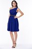 ColsBM Avalyn Electric Blue Glamorous One Shoulder Sleeveless Half Backless Knee Length Sash Plus Size Bridesmaid Dresses