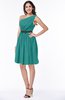 ColsBM Avalyn Emerald Green Glamorous One Shoulder Sleeveless Half Backless Knee Length Sash Plus Size Bridesmaid Dresses