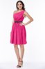 ColsBM Avalyn Fandango Pink Glamorous One Shoulder Sleeveless Half Backless Knee Length Sash Plus Size Bridesmaid Dresses