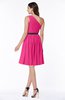 ColsBM Avalyn Fandango Pink Glamorous One Shoulder Sleeveless Half Backless Knee Length Sash Plus Size Bridesmaid Dresses
