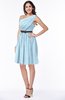 ColsBM Avalyn Ice Blue Glamorous One Shoulder Sleeveless Half Backless Knee Length Sash Plus Size Bridesmaid Dresses