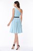 ColsBM Avalyn Ice Blue Glamorous One Shoulder Sleeveless Half Backless Knee Length Sash Plus Size Bridesmaid Dresses
