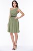 ColsBM Avalyn Moss Green Glamorous One Shoulder Sleeveless Half Backless Knee Length Sash Plus Size Bridesmaid Dresses