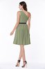 ColsBM Avalyn Moss Green Glamorous One Shoulder Sleeveless Half Backless Knee Length Sash Plus Size Bridesmaid Dresses