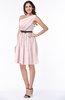ColsBM Avalyn Petal Pink Glamorous One Shoulder Sleeveless Half Backless Knee Length Sash Plus Size Bridesmaid Dresses