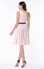 ColsBM Avalyn Petal Pink Glamorous One Shoulder Sleeveless Half Backless Knee Length Sash Plus Size Bridesmaid Dresses