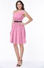 ColsBM Avalyn Pink Glamorous One Shoulder Sleeveless Half Backless Knee Length Sash Plus Size Bridesmaid Dresses