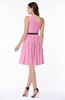 ColsBM Avalyn Pink Glamorous One Shoulder Sleeveless Half Backless Knee Length Sash Plus Size Bridesmaid Dresses